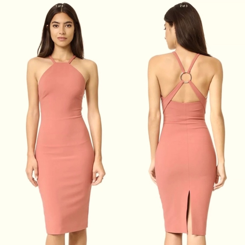 Cinq a Sept rose crepe O-ring dress size 2